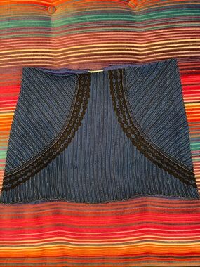Parker Royal Blue and Black Silk Beaded Mini Skirt - Large - priced for flaws
